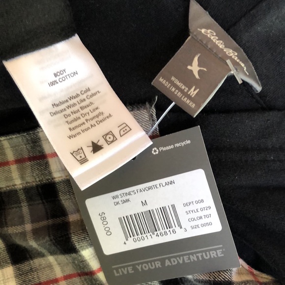 Eddie Bauer Stine's Favorite Flannel Cotton Hoodie Shirt Jacket with 3 Pockets M - Picture 10 of 12